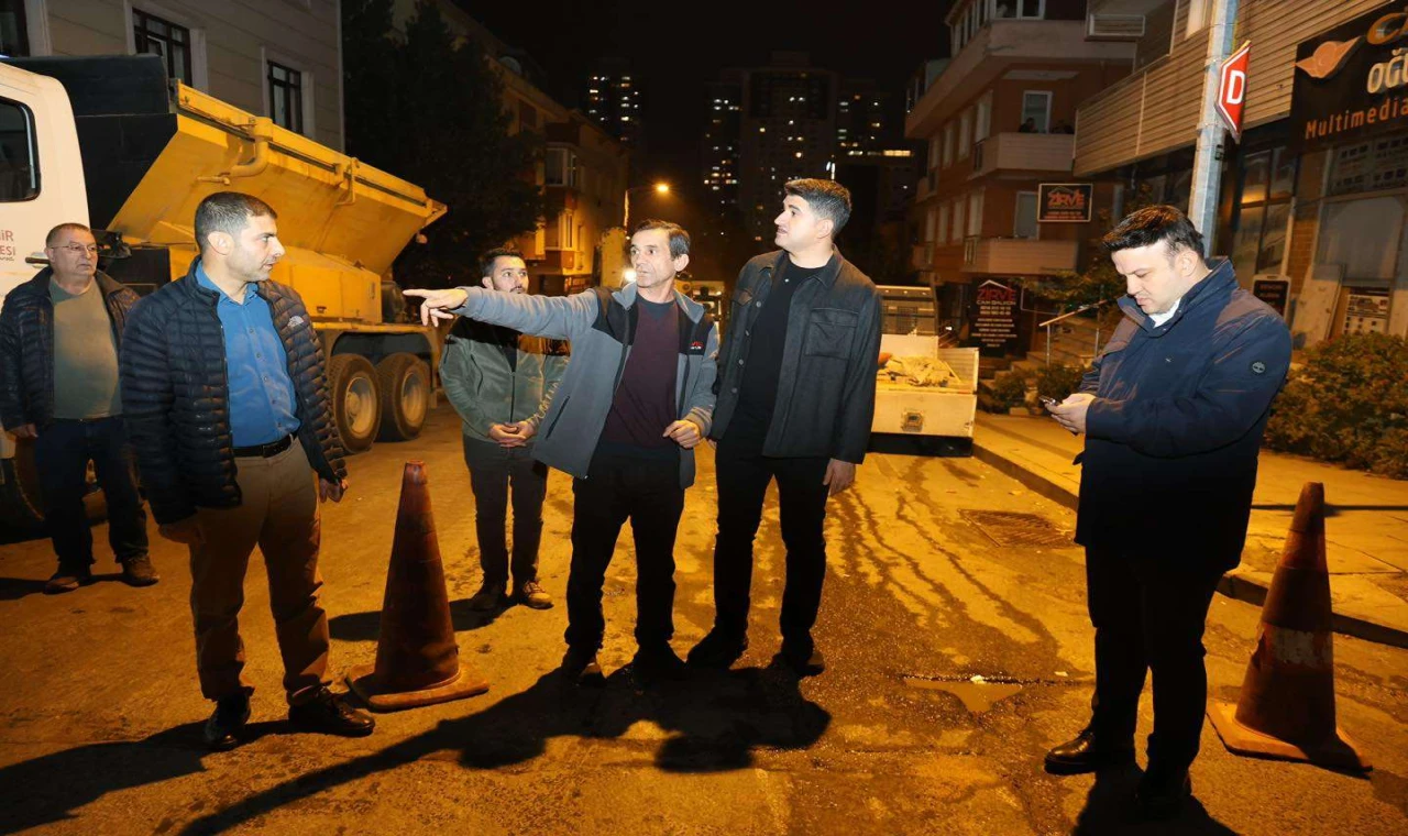 Başkan Adıgüzel Kayışdağı’nda Gece Mesaisinde