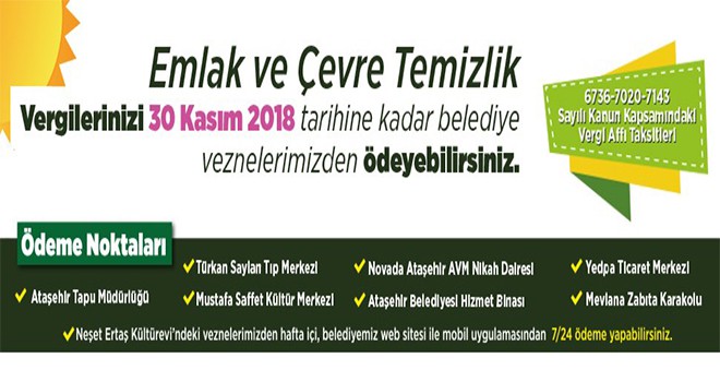 Emlak Ve Çevre Temizlik Verginizi Hızlı Kolay Ödeyin!