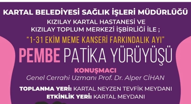 Kartal Belediyesi’nden Meme Kanserine Farkındalık İçin Pembe Patika Yürüyüşü