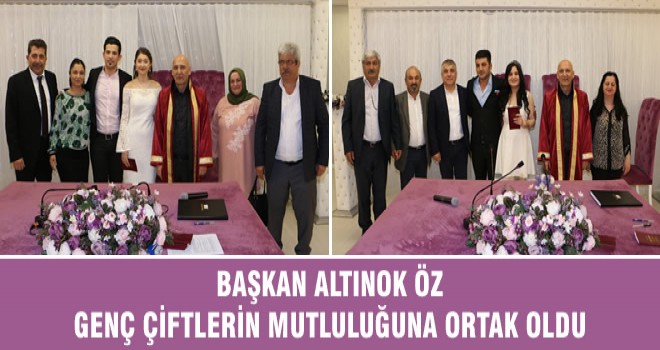 BAŞKAN ALTINOK ÖZ GENÇ ÇİFTLERİN MUTLULUĞUNA ORTAK OLDU