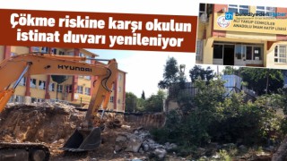 ÇÖKME RİSKİNE KARŞI OKULUN İSTİNAT DUVARI YENİLENİYOR